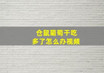 仓鼠葡萄干吃多了怎么办视频