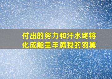 付出的努力和汗水终将化成能量丰满我的羽翼