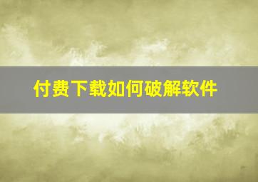 付费下载如何破解软件