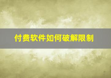 付费软件如何破解限制