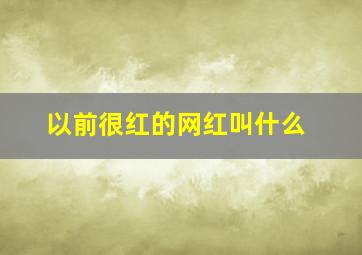 以前很红的网红叫什么