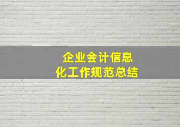 企业会计信息化工作规范总结