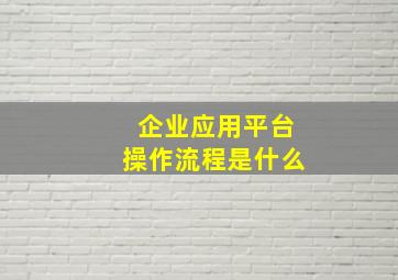 企业应用平台操作流程是什么