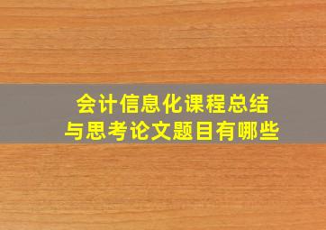 会计信息化课程总结与思考论文题目有哪些