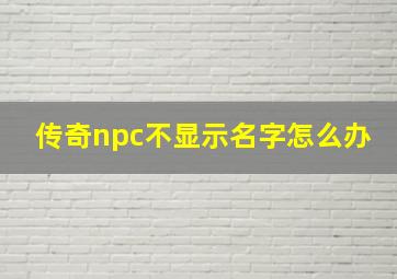 传奇npc不显示名字怎么办