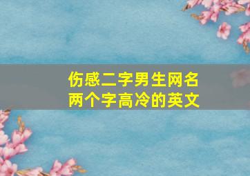 伤感二字男生网名两个字高冷的英文