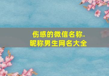 伤感的微信名称.昵称男生网名大全