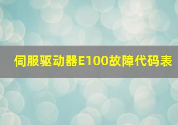 伺服驱动器E100故障代码表