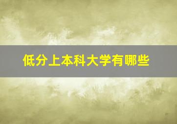 低分上本科大学有哪些