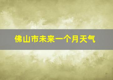 佛山市未来一个月天气