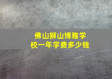 佛山狮山博雅学校一年学费多少钱