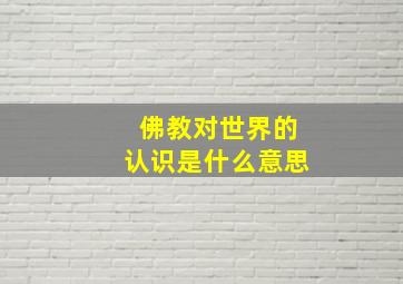 佛教对世界的认识是什么意思