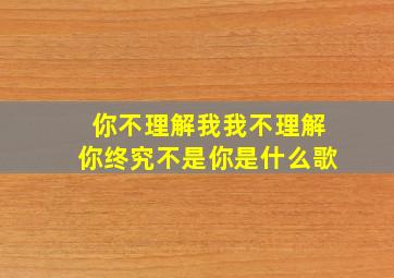 你不理解我我不理解你终究不是你是什么歌