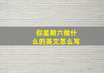 你星期六做什么的英文怎么写