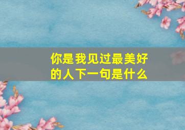 你是我见过最美好的人下一句是什么