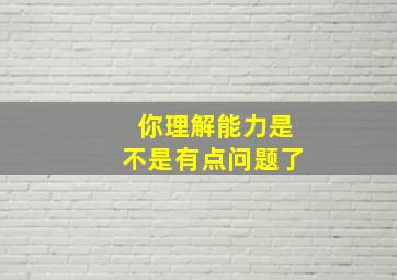 你理解能力是不是有点问题了