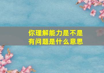 你理解能力是不是有问题是什么意思