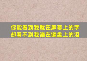 你能看到我就在屏幕上的字却看不到我滴在键盘上的泪