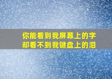 你能看到我屏幕上的字却看不到我键盘上的泪