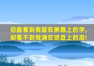 你能看到我留在屏幕上的字,却看不到我滴在键盘上的泪!