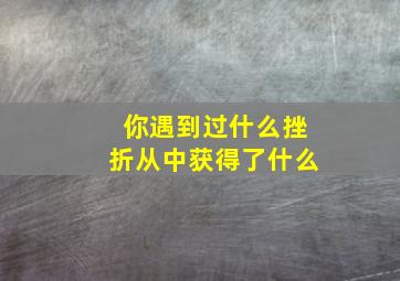 你遇到过什么挫折从中获得了什么