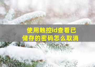 使用触控id查看已储存的密码怎么取消