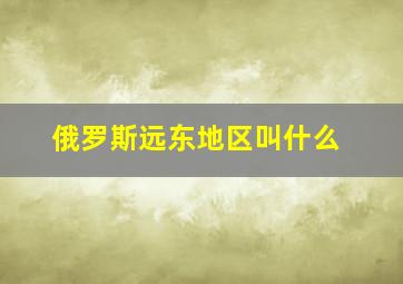 俄罗斯远东地区叫什么