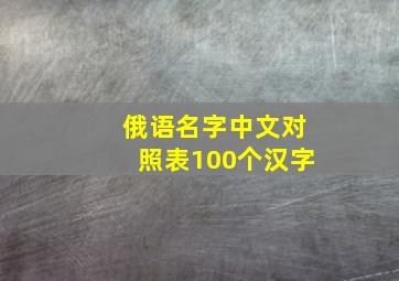 俄语名字中文对照表100个汉字