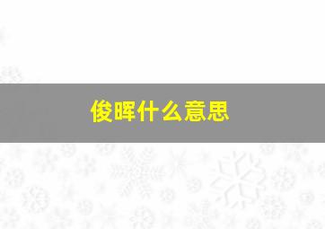 俊晖什么意思