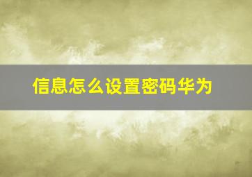 信息怎么设置密码华为