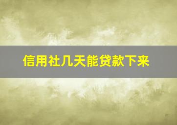 信用社几天能贷款下来