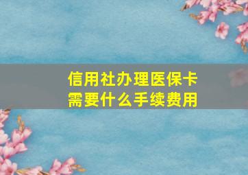 信用社办理医保卡需要什么手续费用