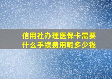 信用社办理医保卡需要什么手续费用呢多少钱