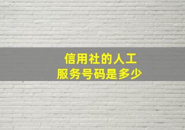 信用社的人工服务号码是多少