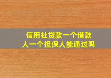 信用社贷款一个借款人一个担保人能通过吗