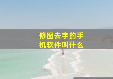 修图去字的手机软件叫什么