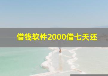 借钱软件2000借七天还