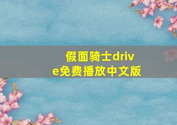 假面骑士drive免费播放中文版