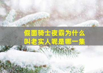 假面骑士夜霸为什么叫老实人呢是哪一集