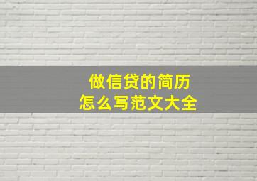 做信贷的简历怎么写范文大全