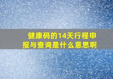 健康码的14天行程申报与查询是什么意思啊