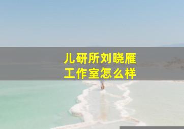 儿研所刘晓雁工作室怎么样