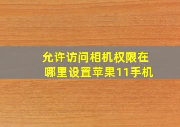 允许访问相机权限在哪里设置苹果11手机