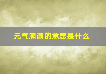 元气满满的意思是什么