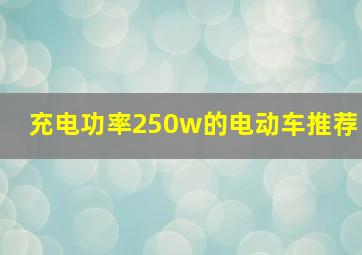 充电功率250w的电动车推荐