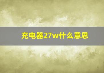 充电器27w什么意思