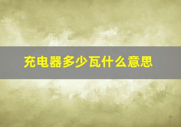 充电器多少瓦什么意思