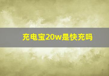 充电宝20w是快充吗