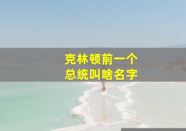 克林顿前一个总统叫啥名字