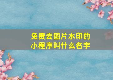 免费去图片水印的小程序叫什么名字